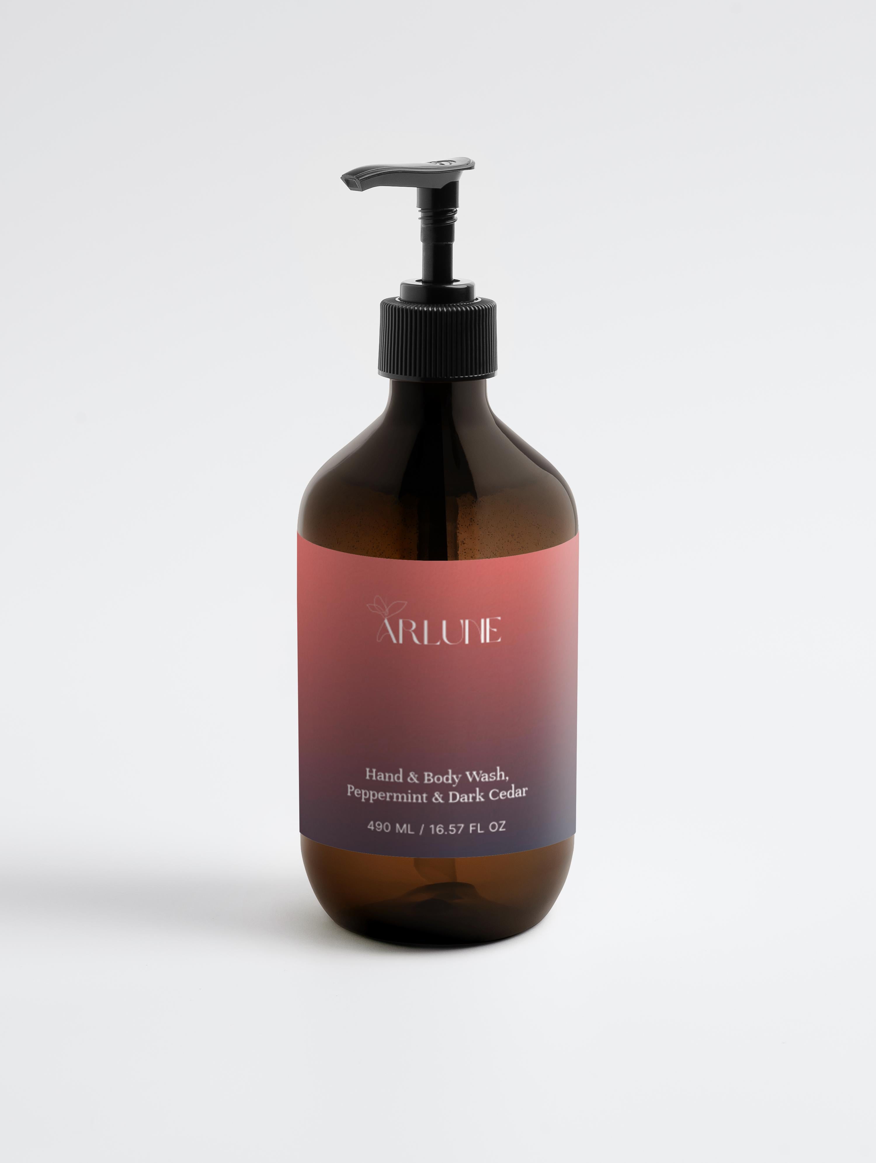 Hand & Body Wash, Peppermint & Dark Cedar