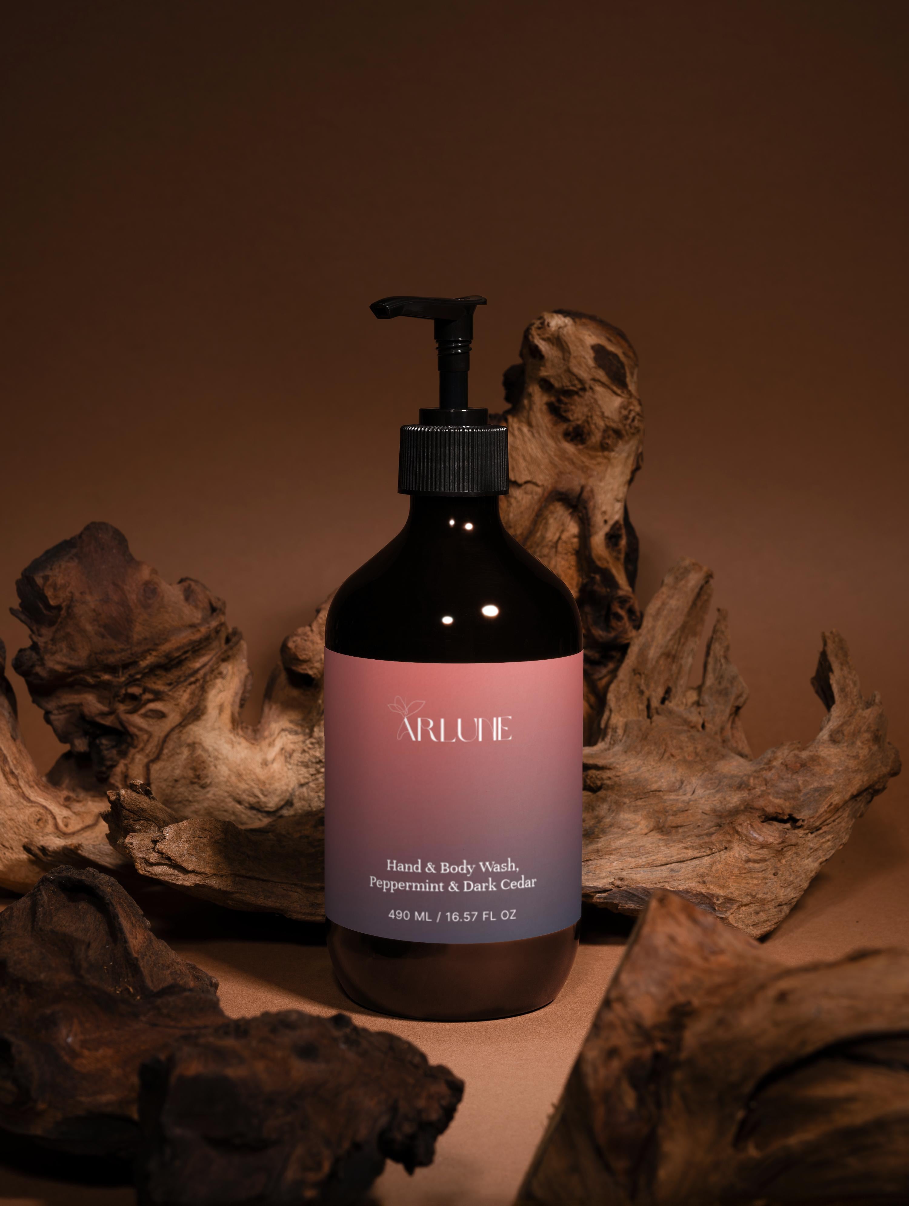 Hand & Body Wash, Peppermint & Dark Cedar