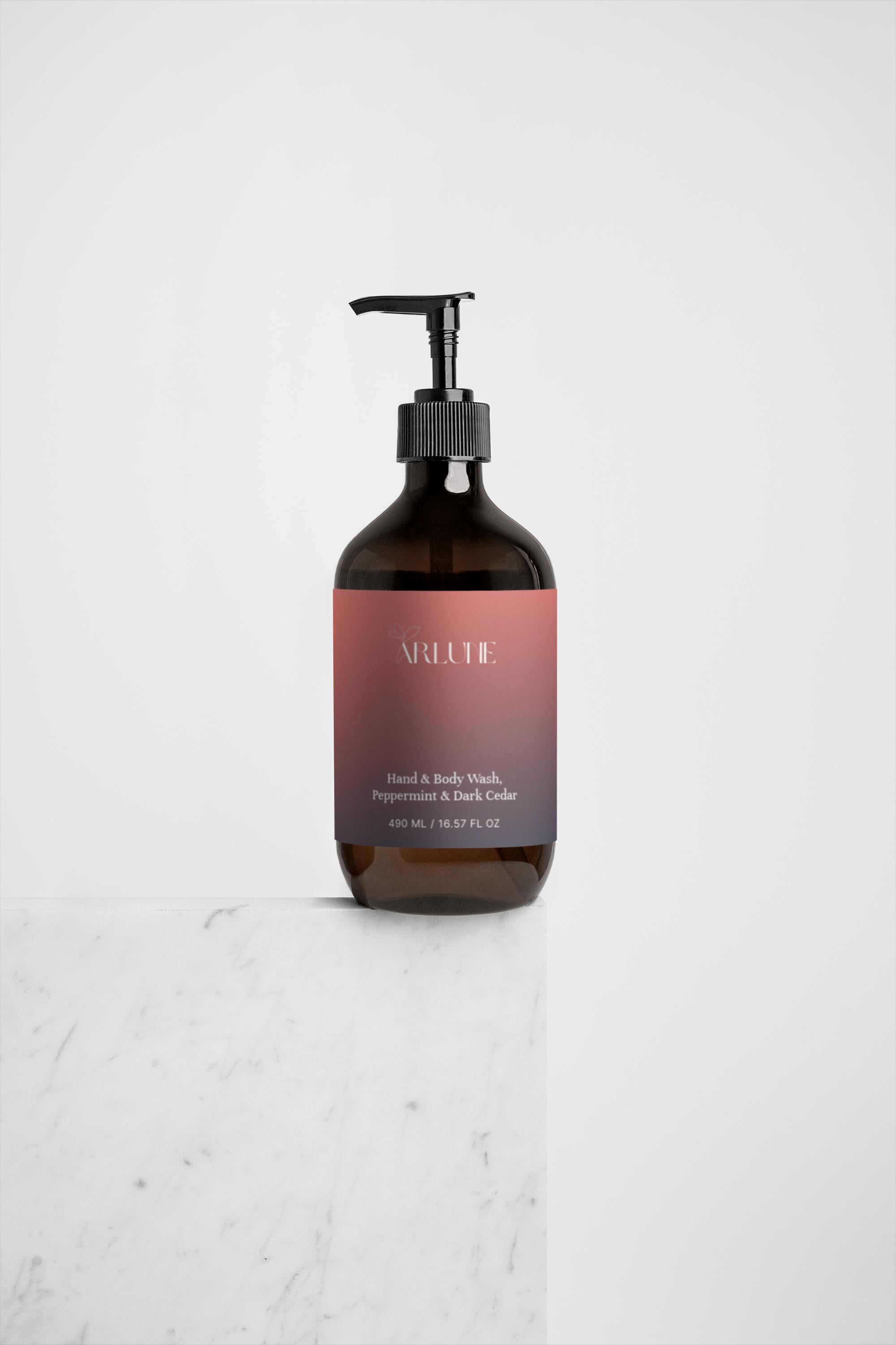Hand & Body Wash, Peppermint & Dark Cedar